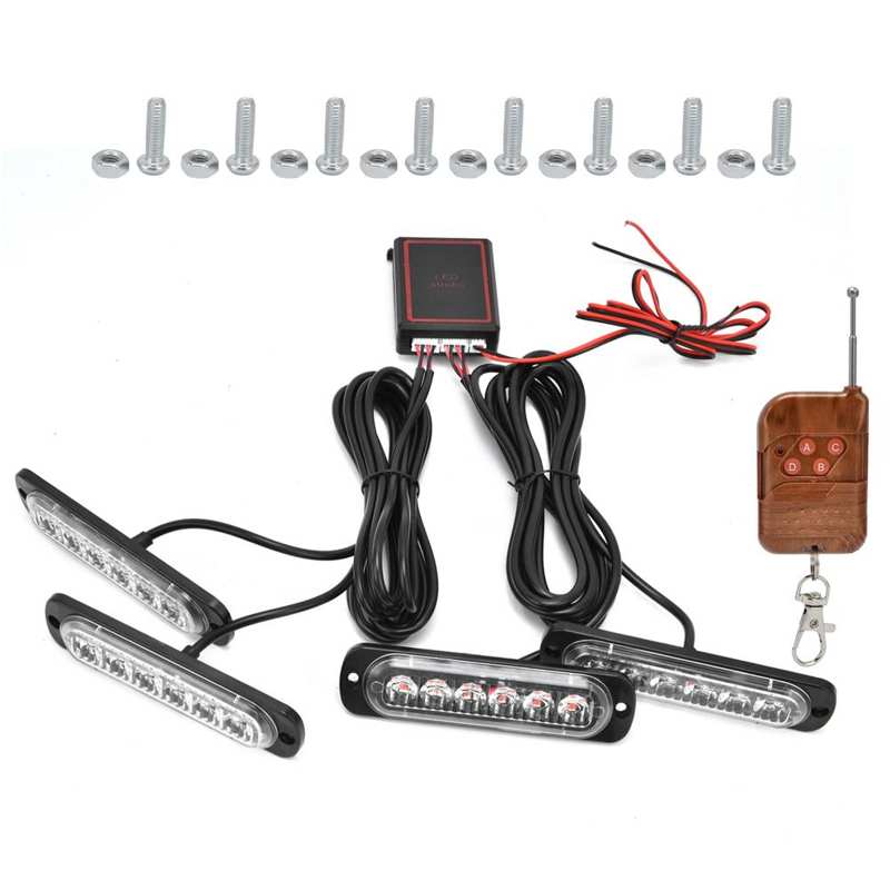 LED 비상 조명 4x6LED LED 스트로브 조명 자동차 경고에 대 한 도로 경고에 대 한 원격 제어와 LED 경고 램프
